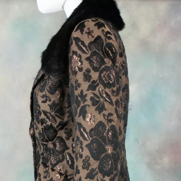 🖤 Cache Coat Faux Fur Neckline Floral Tapestry - Picture 4 of 8